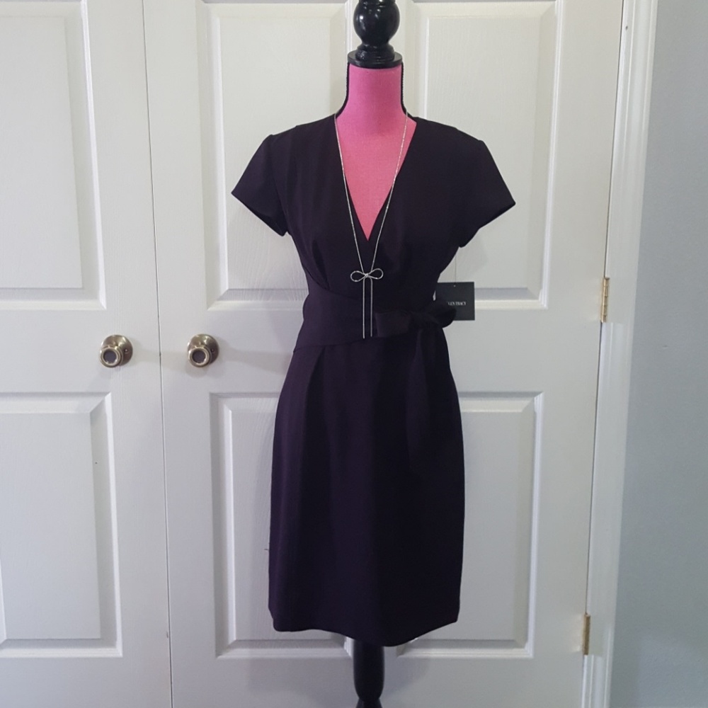 Ellen Tracy A Line Dress Wrap Waist Dress